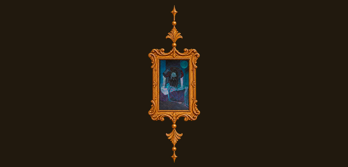 Arte mostra moldura de quadro antiga com adornos dourados