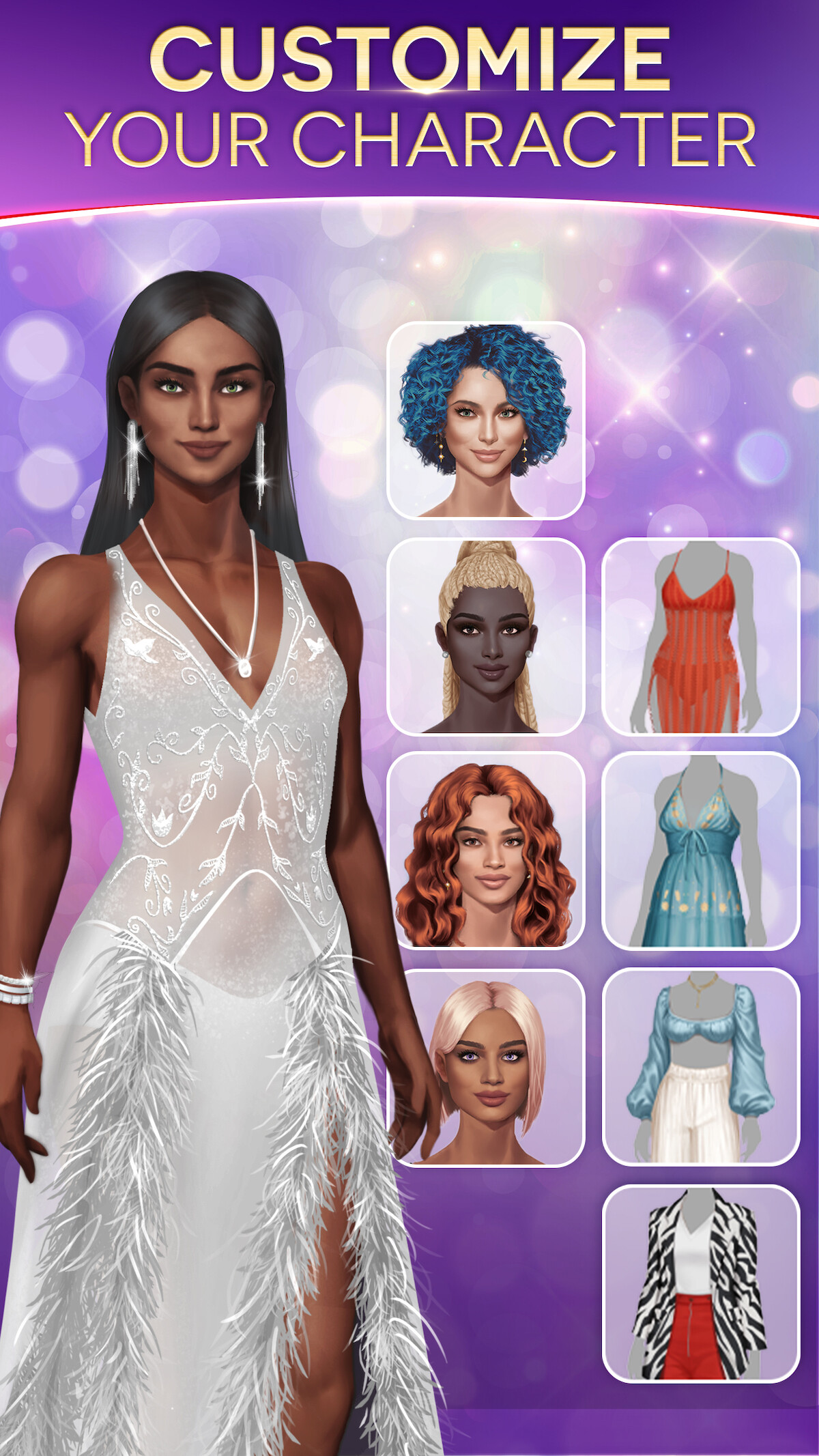 The customize your character screen in the ‘Love Is Blind’ game.