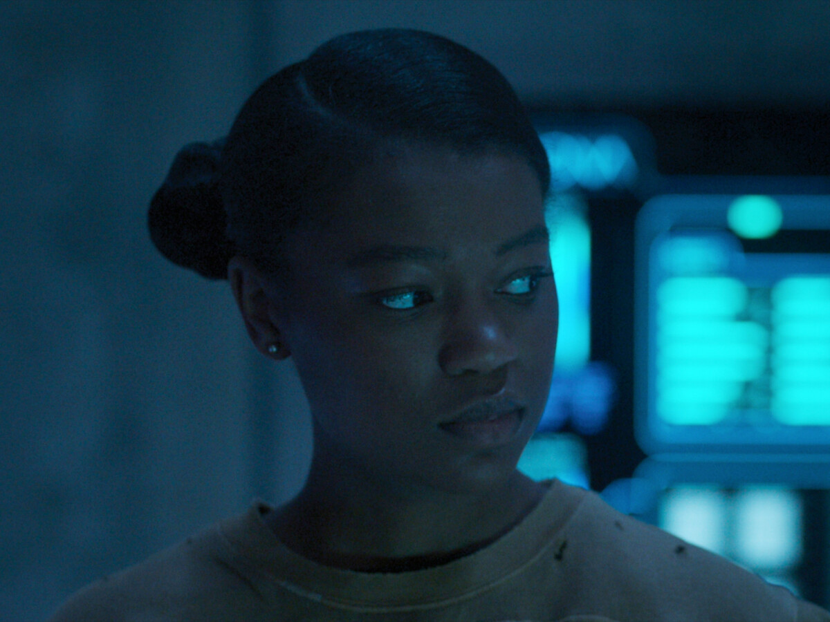 A close up on Aubriana Davis as she plays Janelle Carr