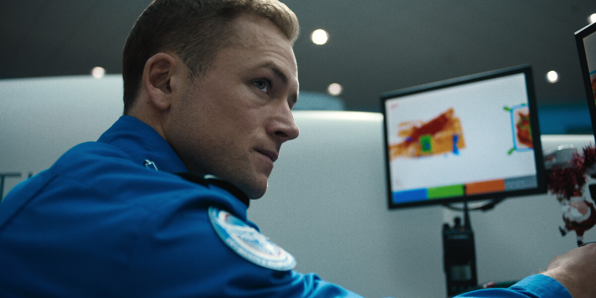 Taron Egerton as Ethan Kopek in ‘Carry-On.’