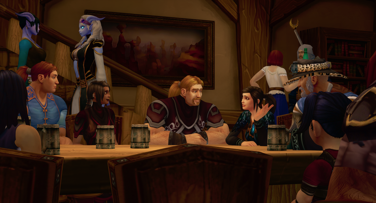 Mats Steen as his character Ibelin surrounded by other avatars