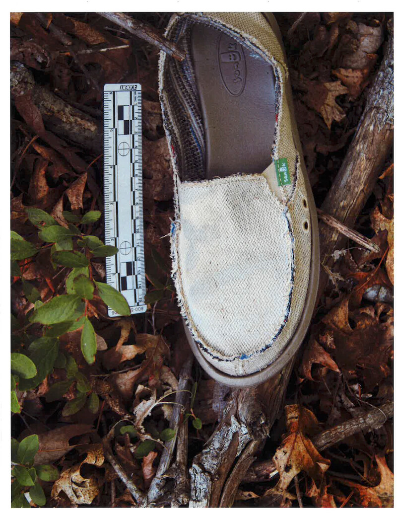 Tiffany’s left shoe, with a ruler for scale. -  ‘Unsolved Mysteries’ Episode 1: Roadside clues