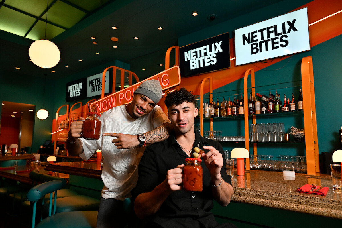 Louis Russell and Isaac Francis holding ‘Too Hot to Handle’-inspired Bloody Marys