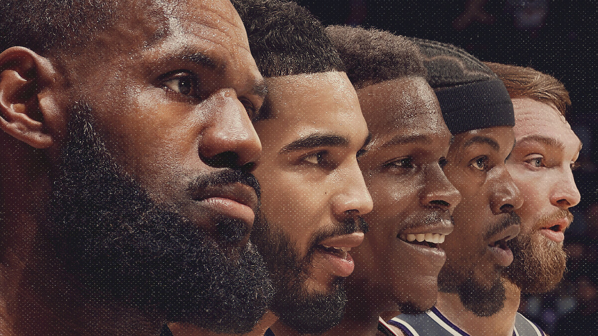 Jimmy Butler, Anthony Edwards, LeBron James, Domantas Sabonis, and Jayson Tatum.
