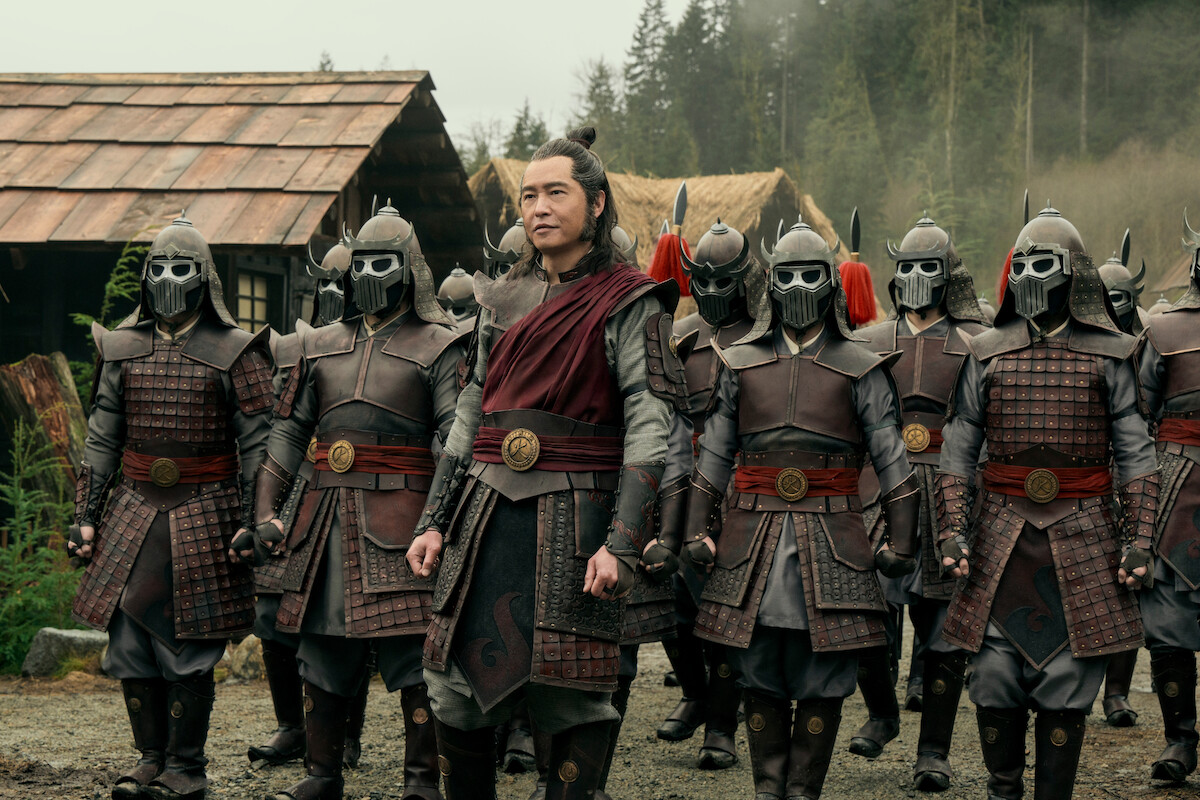 Ken Leung as Zhao stands in front of a squadron of Fire Nation soldiers in Season 1 of ‘Avatar: The Last Airbender’