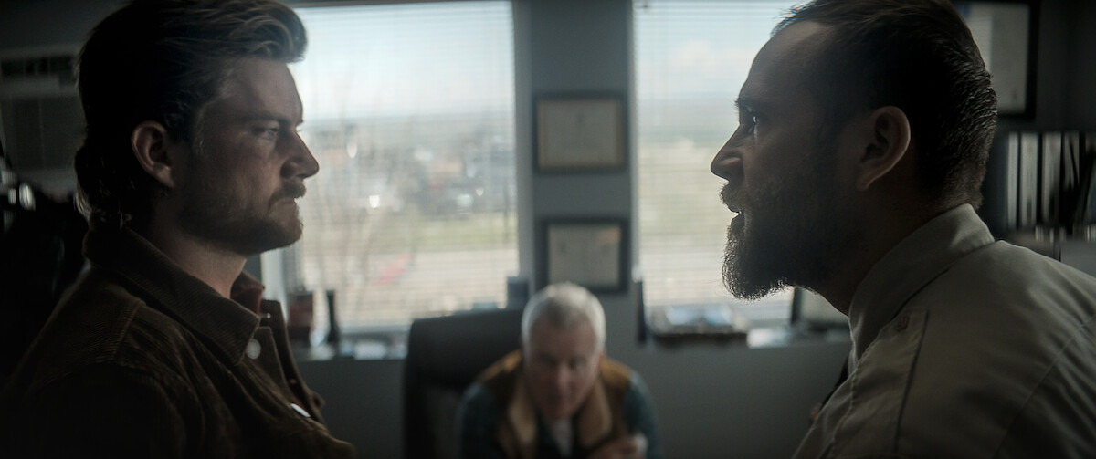 Jake Weary as Elvis, Anthony Michael Hall as Ezekiel, and Mark Webber as Jesse in ‘Trigger Warning’