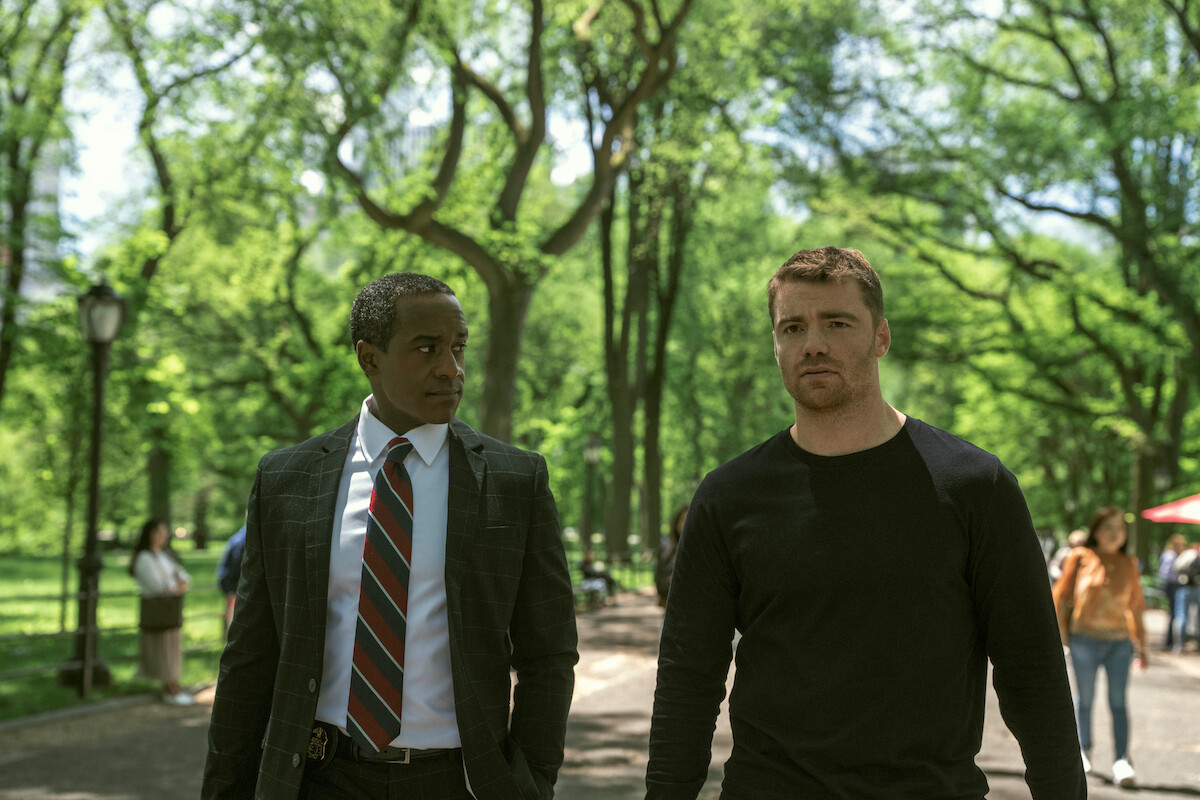 Albert Jones as Deputy Director Aiden Mosley and Gabriel Basso as Peter Sutherland in ‘The Night Agent’ Season 3