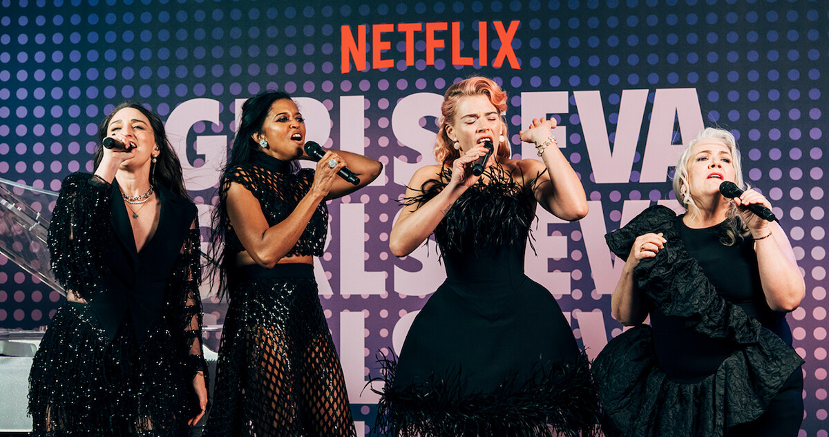The cast of season 3 of 'Girls5eva' performs at the premiere