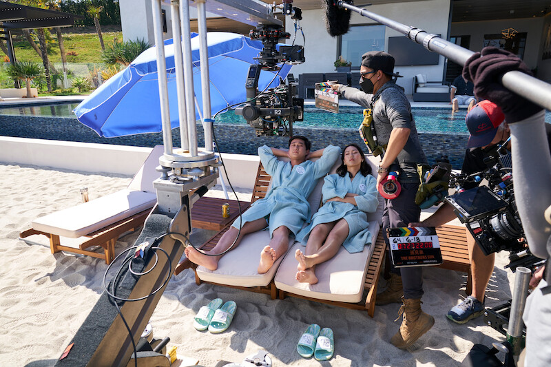 Sam Song Li as Bruce Sun, Madison Hu as Grace in episode 106 of The Brothers Sun.