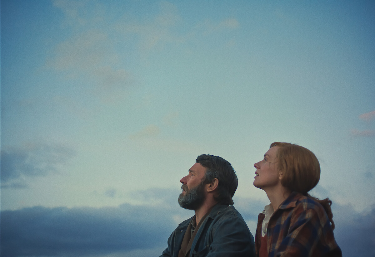 Joel Edgerton as Robert Grainier and Kerry Condon as Claire Thompson in ‘Train Dreams.’