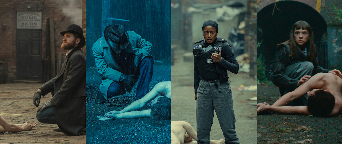 Kyle Soller as Alfred Hillinghead, Jacob Fortune-Lloyd as Charles Whiteman, Amaka Okafor as Shahara Hasan, and Shira Haas as Iris Maplewood in ‘Bodies’
