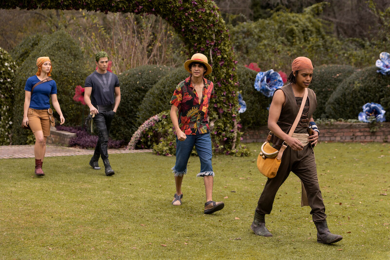 Roronoa Zoro, Iñaki Godoy as Monkey D. Luffy, Jacob Romero Gibson as Usopp 