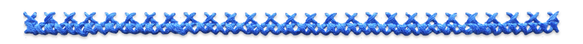 Ornate blue cross stitched line divider.