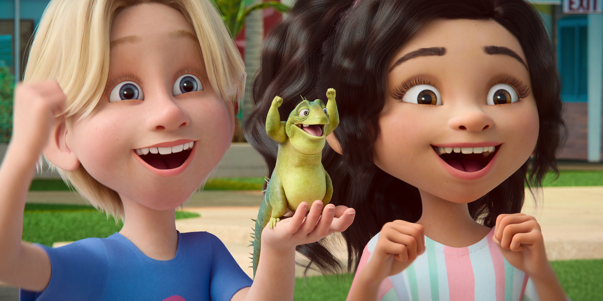  Cole (voice by Carson Minniear), Leo (voice by Adam Sandler) and Skyler (voice by TienYa Safko).