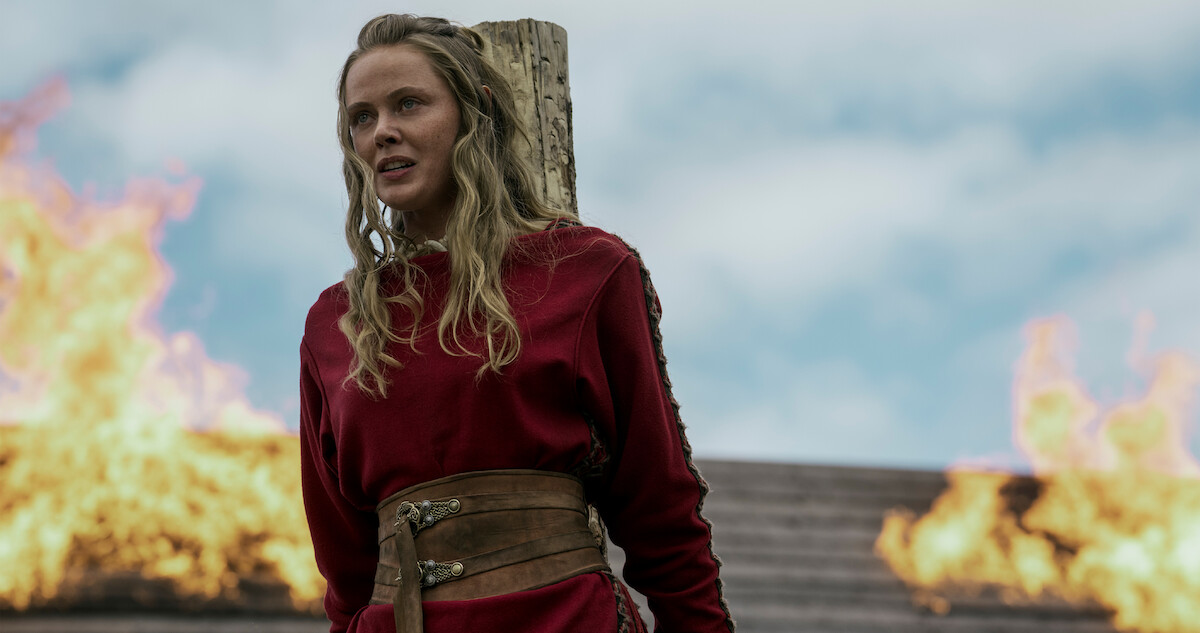 Frida Gustavsson as Freydis Eriksdotter in Season 3 episode 308 of 'Vikings Valhalla'.