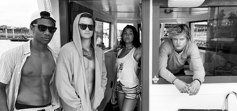 Jonathan Daviss, Rudy Pankow, Madison Bailey and Chase Stokes in Outer Banks Season 1 Behind-the-Scenes Photo Gallery.