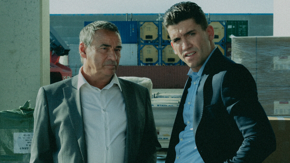 Eduardo Fernández as Joaquín Manchado and Jaime Lorente as Néstor in a still image from Season 1 of ‘Iron Reign’