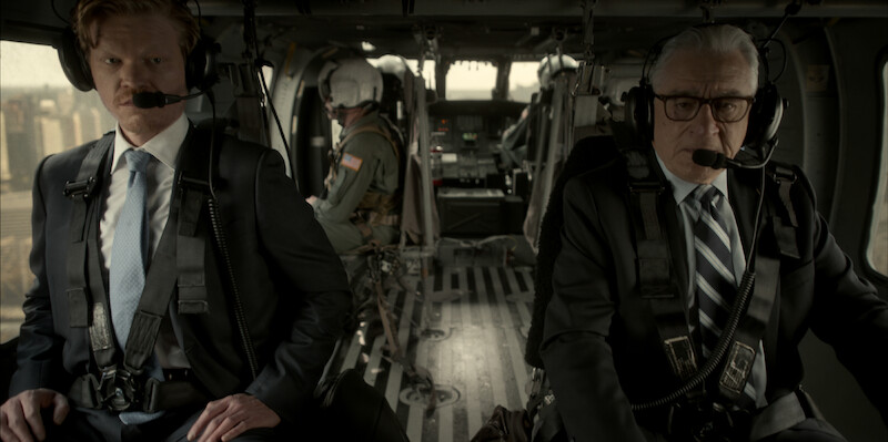Jesse Plemons as Roger Carlson and Robert De Niro as George Mullen in 'Zero Day'