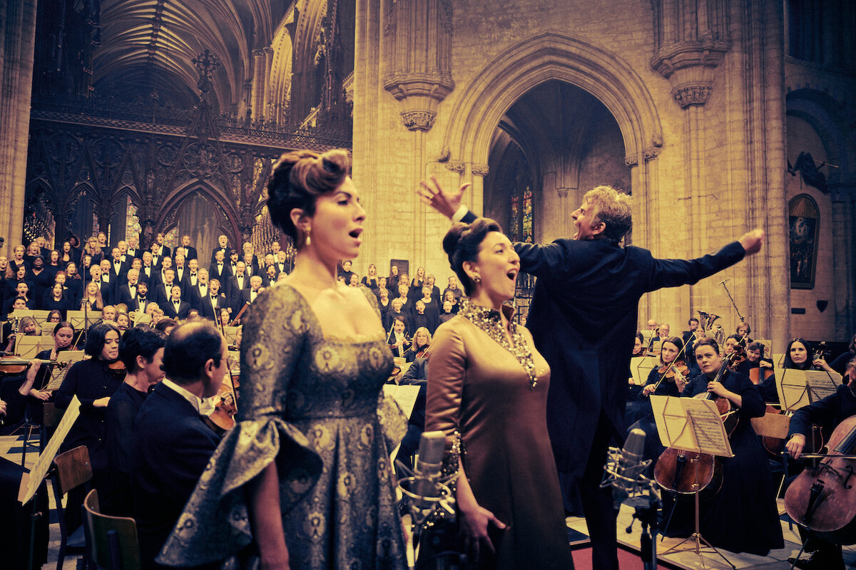 Soloists Isabel Leonard and Rosa Feola with Bradley Cooper as Leonard Bernstein.