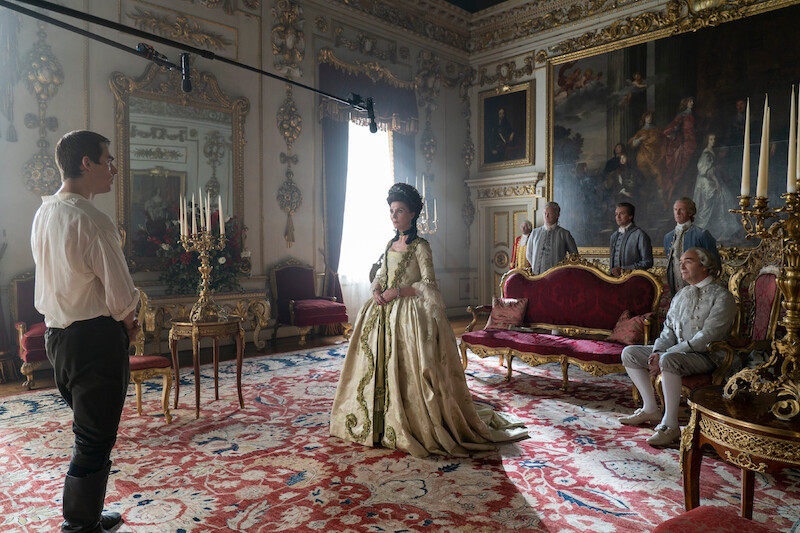Corey Mylchreest as Young King George, Michelle Fairley as Princess Augusta, Neil Edmond as Earl Harcourt