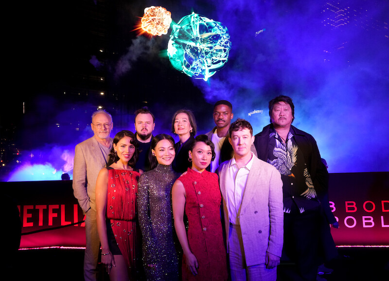 Liam Cunningham, Eiza González, John Bradley, Zine Tseng, Rosalind Chao, Jess Hong, Jovan Adepo, Alex Sharp, and Benedict Wong attend the 3 Body Problem World Premiere at SXSW on March 08, 2024 in Austin, Texas. 