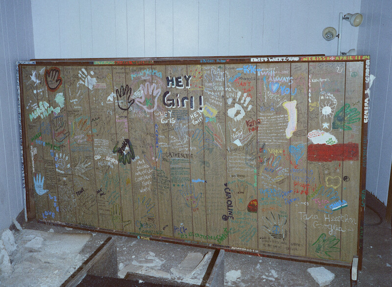 Graffiti covered lockers at Ivy Ridge. 