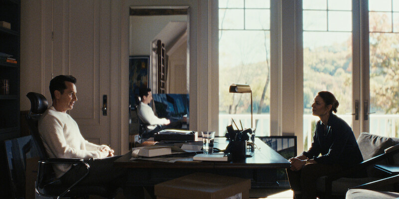 Matthew Rhys as Nile Jarvis and Claire Danes as Aggie Wiggs in 'The Beast in Me.'
