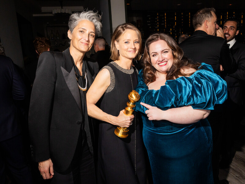 Alexandra Hedison, Jodie Foster and Jessica Gunning attend Netflix's Golden Globe Afterparty 2025 at Spago on January 05, 2025 in Beverly Hills, California. 