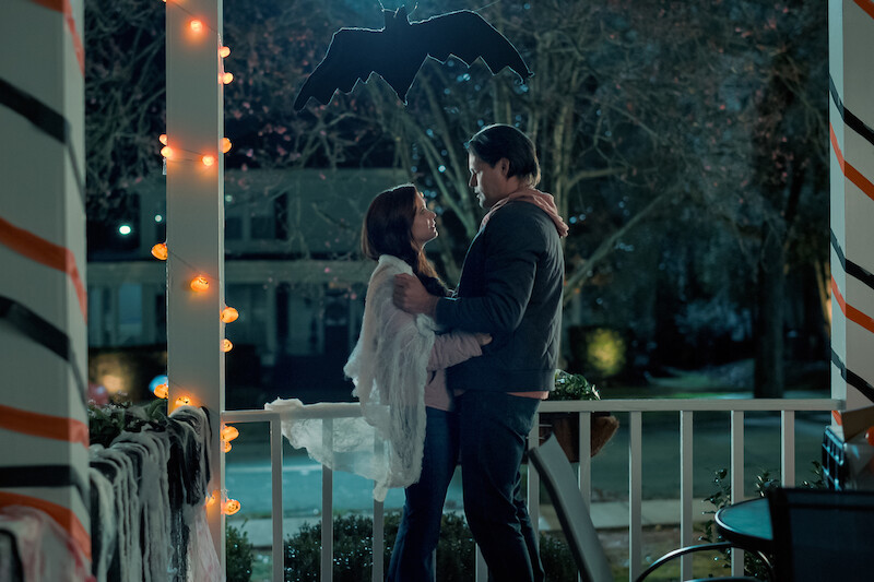 JoAnna Garcia Swisher as Maddie Townsend and Justin Bruening as Cal Maddox in Sweet Magnolias. 