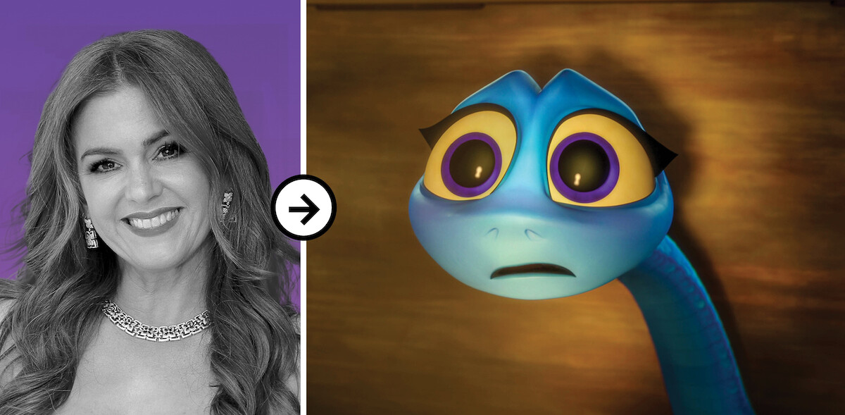 Isla Fisher side by side with her animated character 'Maddie' on 'Back to the Outback'