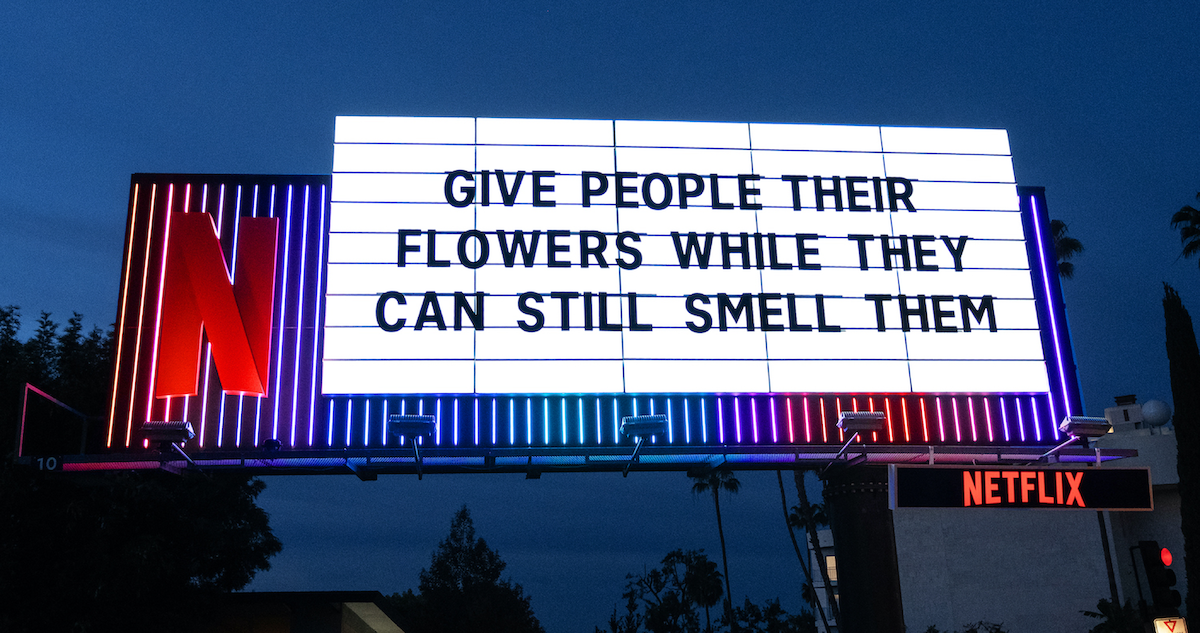 ‘Flowers’ Sunset marquee