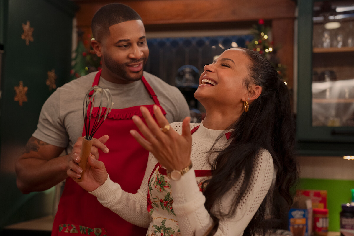 Devale Ellis as Teddy and Christina Milian as Layla in ‘Meet Me Next Christmas’