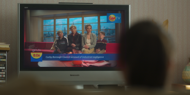 A news interview on the television.