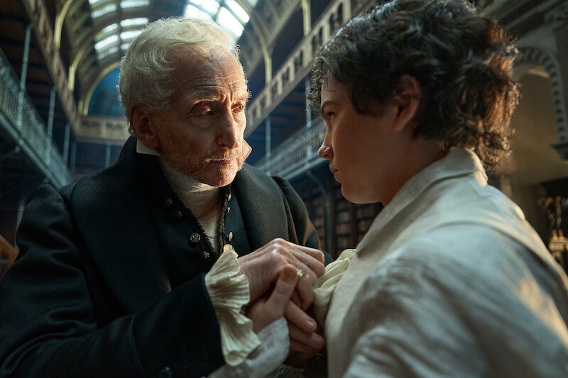 Charles Dance as Leopold Frankenstein and Christian Convery as Young Victor in 'Frankenstein.'