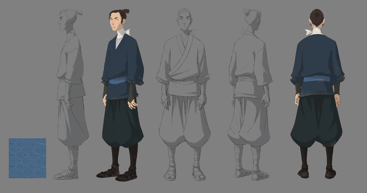 ‘Blue Eye Samurai’ costume sketches of character Mizu.
