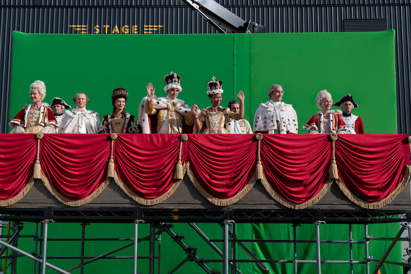 Richard Cunningham as Lord Bute, Michelle Fairley as Princess Augusta, Corey Mylchreest as Young King George, India Amarteifio as Young Queen Charlotte, Neil Edmond as Earl Harcourt 