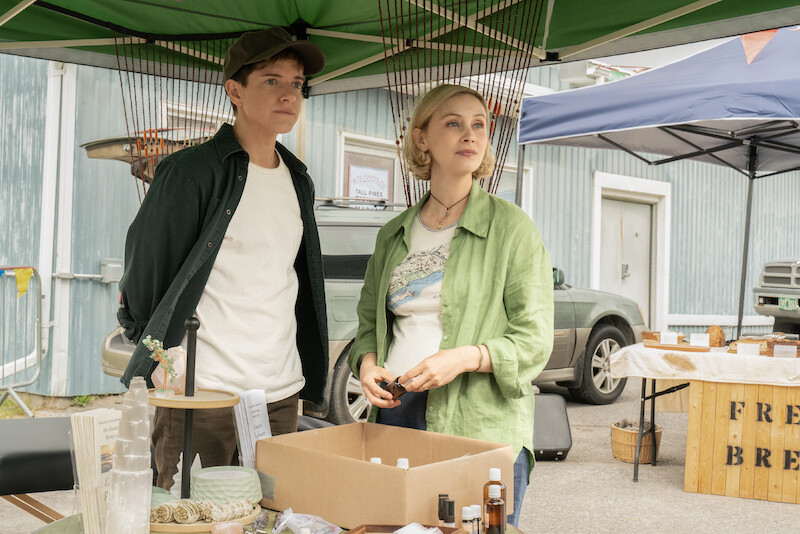 Mae Martin as Alex Dempsey and Sarah Gadon as Laura Redman in 'Wayward.'