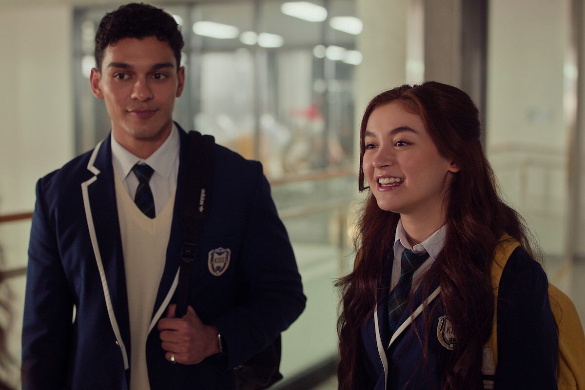 Anthony Keyvan as Quincy 'Q' Shabazian and Anna Cathcart as Kitty Song Covey in ‘XO, Kitty’ Season 2.