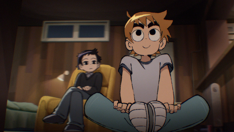  (L to R) Kieran Culkin as Wallace Wells and Michael Cera as Scott Pilgrim in Scott Pilgrim Takes Off. 