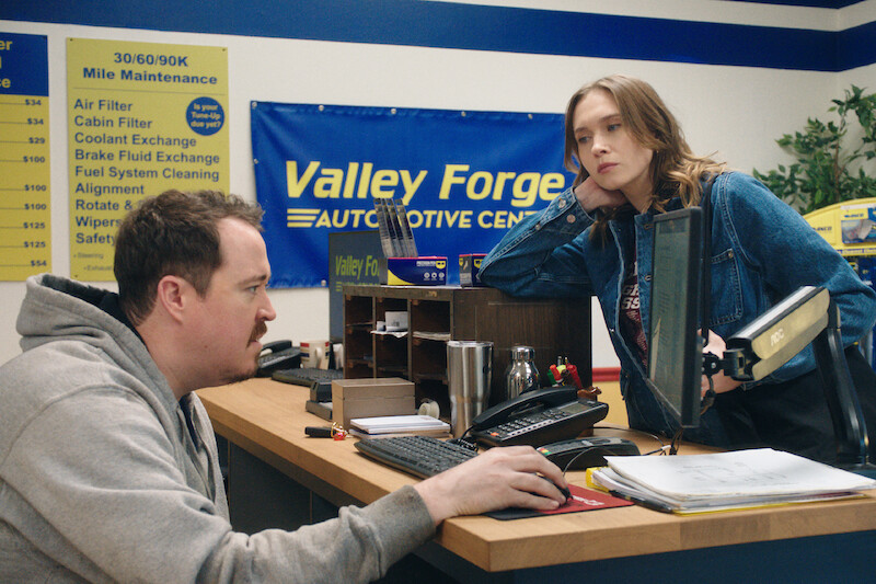 Shane Gillis as Shane and Veronika Slowikowska in 'Tires' Season 2.