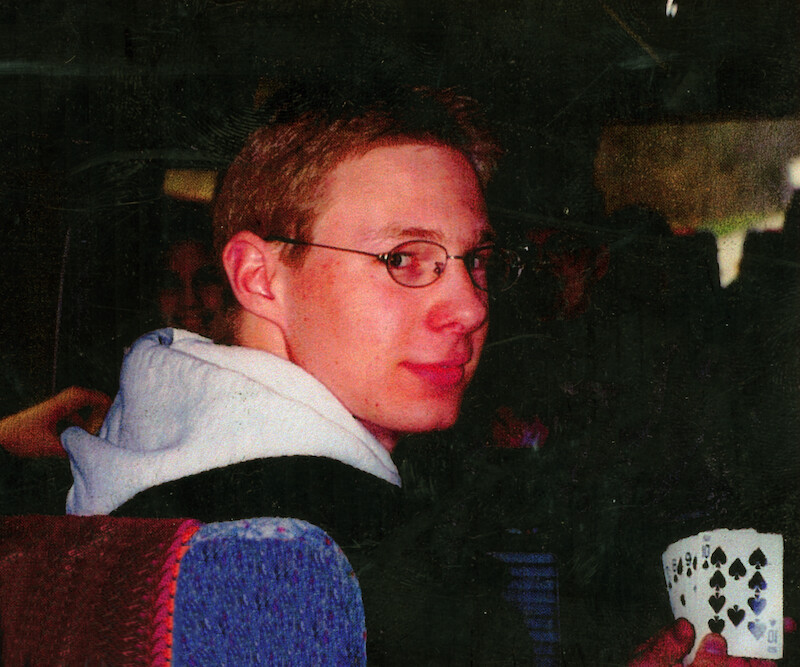 Joshua loved playing poker, this time with a straight flush on board a team bus.  -  What Happened to Josh Guimond? - Photos of Josh Guimond
