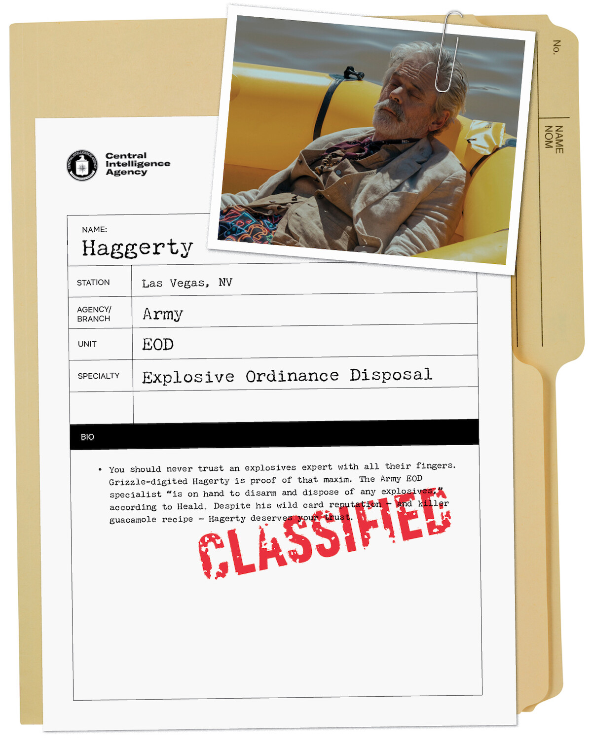 A dossier file for Haggerty