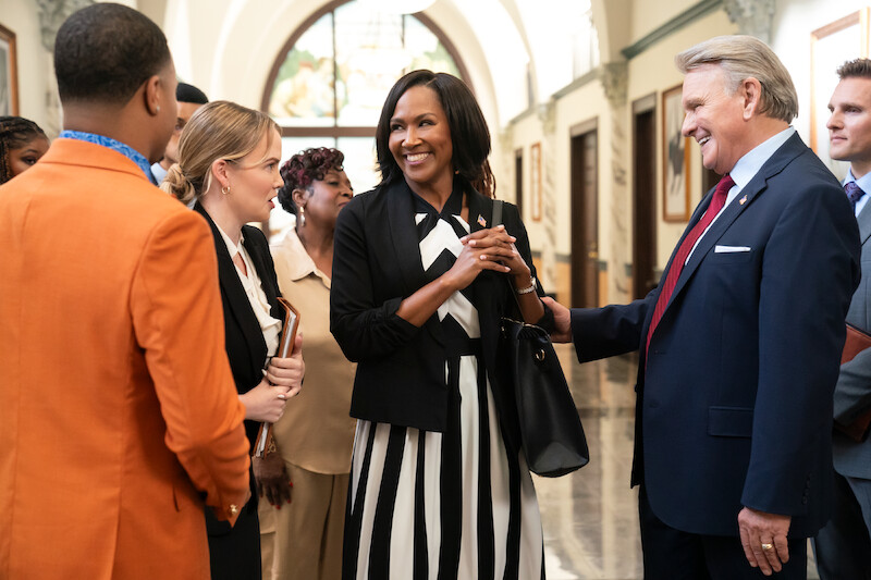 Dyon Brooks as Basil Henderson, Terri J. Vaughn as Antoinette Dunkerson, Robert Craighead as Governor Irwin Harper, Kevin Thoms as Jed Bonds in 'Miss Governor'