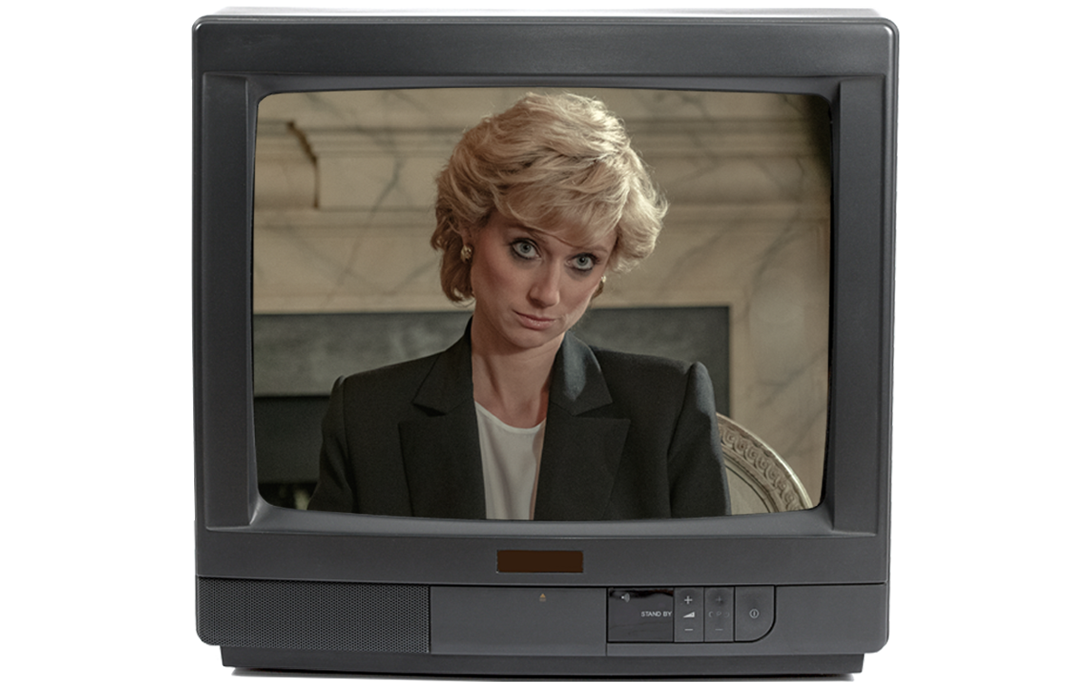 Princess Diana on TV during her interview with BBC One