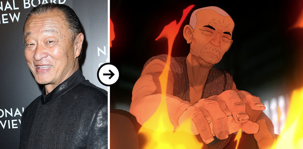Cary-Hiroyuki Tagawa left and The Swordmaker right in ‘Blue Eye Samurai.’