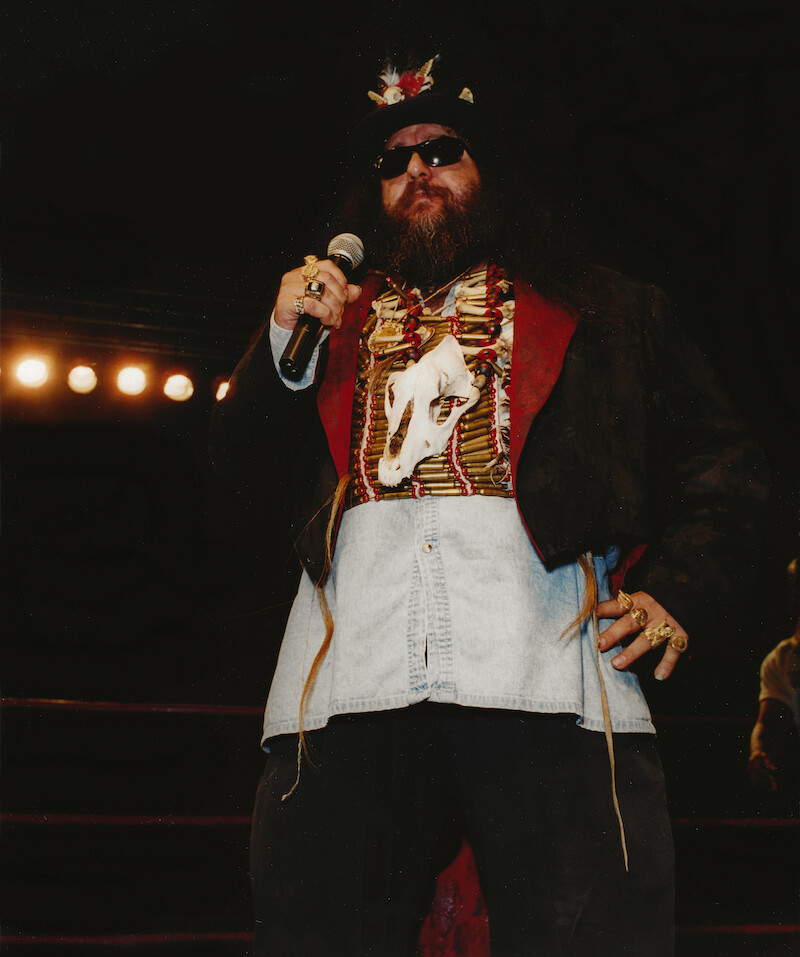 James Barrier, dressed in his full regalia as “Buffalo Jim,” was a popular Master of Ceremonies at WWF events in Las Vegas.   - ‘Unsolved Mysteries’ Volume 3 Bonus Material - Photos of Buffalo Jim 