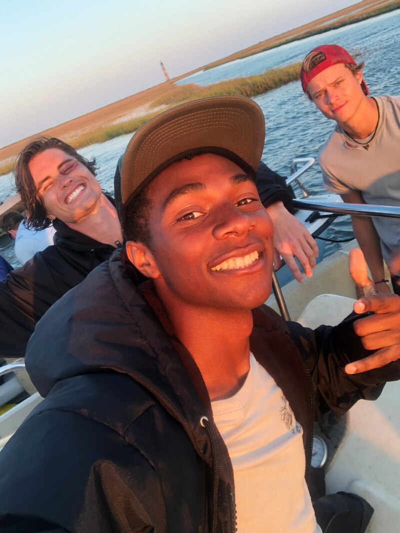 Chase Stokes, Rudy Pankow and Jonathan Daviss in Outer Banks Season 1 Behind-the-Scenes Photo Gallery.