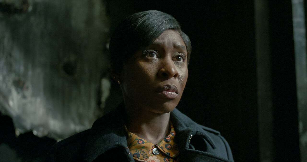 Cynthia Erivo looks concerned as DCI Odette Raine in 'Luther: The Fallen Sun.'