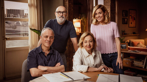 Javier Cámara as Julián, Carmen Machi as Natalia, Javier Gutiérrez as Victor, and Alexandra Jiménez as Carolina in '53 Sundays.'