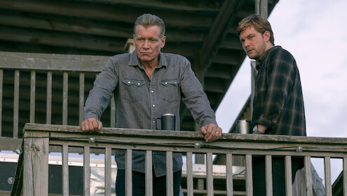 Holt McCallany as Harlan Buckley and Jake Weary as Cane Buckley in 'The Waterfront.'